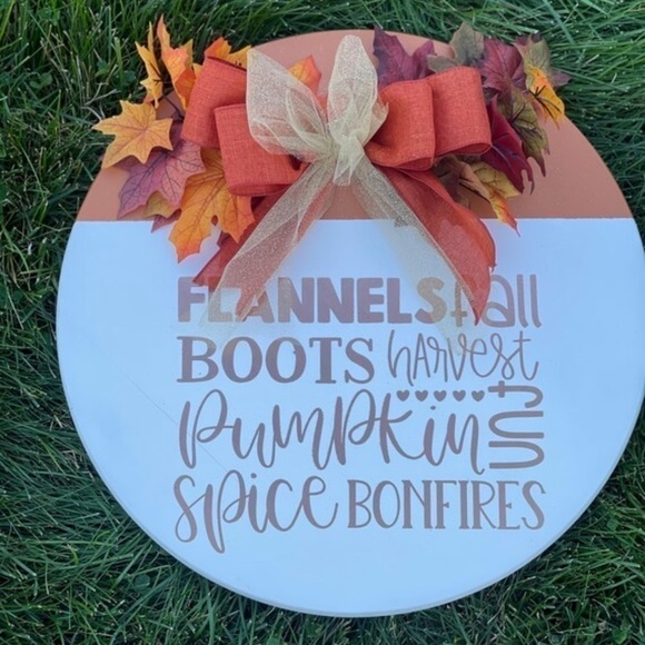 Handmade fall wood sign-door hanger - Picture 2 of 5